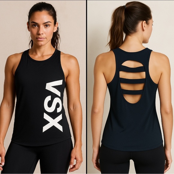 VSX Black Strappy Back Tank Top - Picture 1 of 6